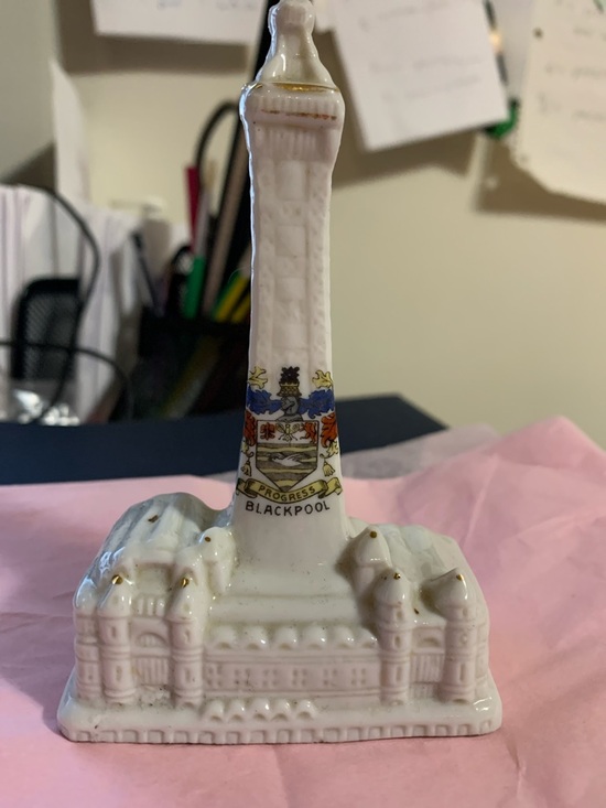Other - Vintage Blackpool Ceramic Tower Souvenir Figurine - White with Gold Accents